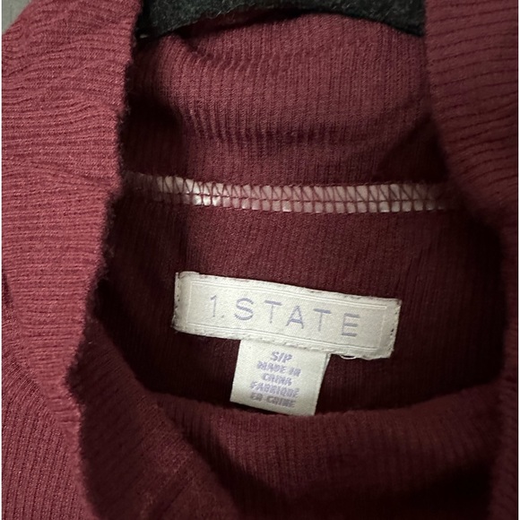 1.State Burgundy Mockneck - Size Small - Picture 2 of 3